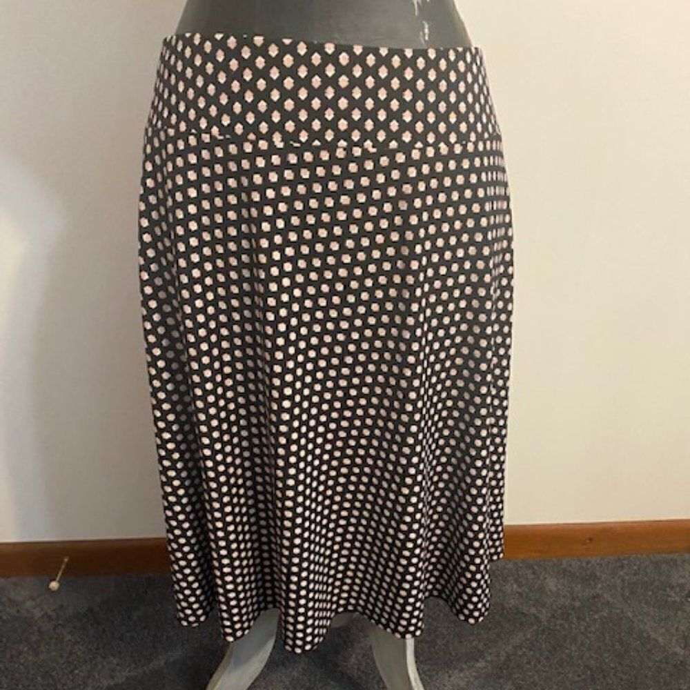 Talbots Black/Mauve/White diamond print Swingy Stretch knit Aline skirt, size 3X
